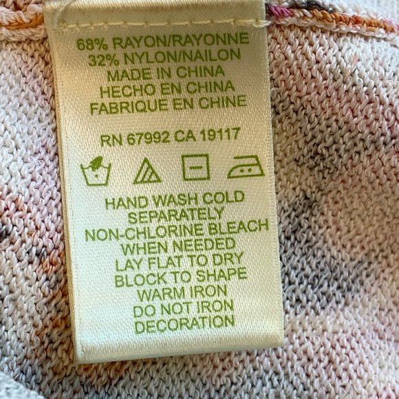 Sigrid Olsen Floral Knit Stretch Top MultiColor Beaded String V-Neck EUC Sz Med - Picture 7 of 7